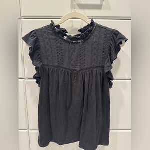Anthropologie Erin + Ali Black Cotton Top SZ XS